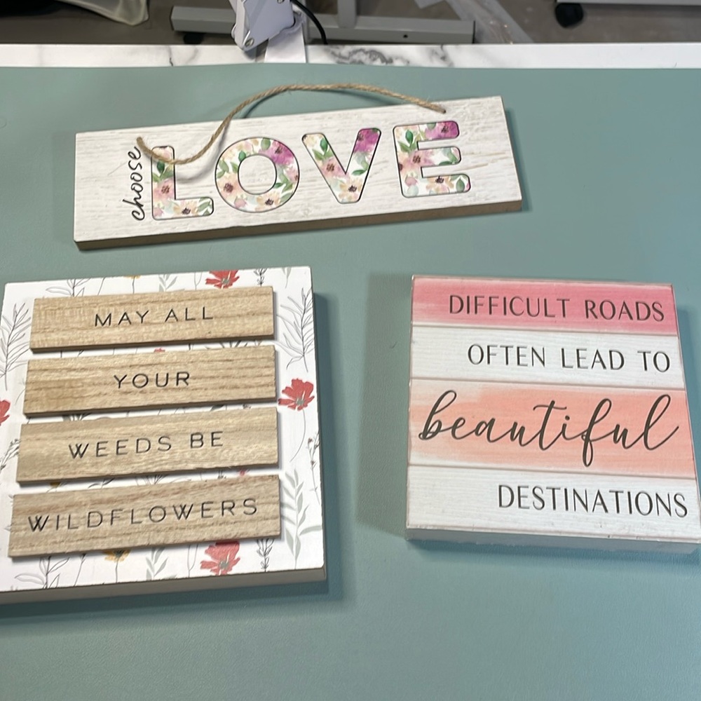 Set of 3 home decor signs
